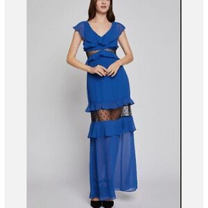 BCBGeneration Blue Iris Ruffle Maxi Dress